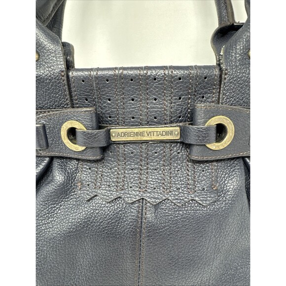 Adrienne Vittadini Black Leather Double Handle Shoulder Handbag Purse Hobo - Picture 2 of 9